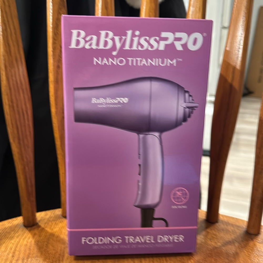 Babyliss Pro nano titanium folding travel dryer lilac limited edition